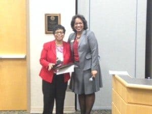 Mrs. Brown Recognized at MSDWT Board Meeting by Dr. Woodson