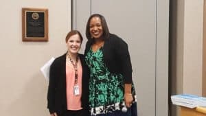 Teacher Sandra Anderson and Superintendent Dr. Nikki Woodson