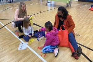 Families playing with games